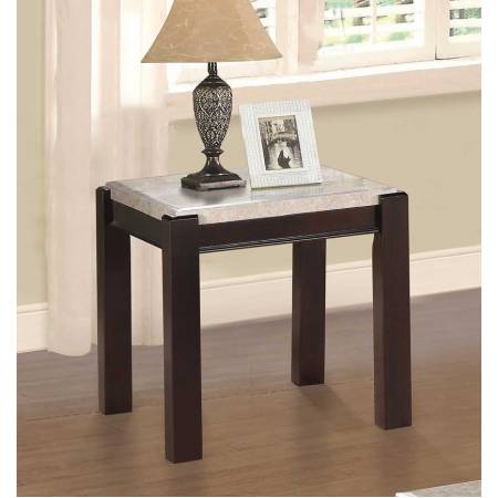 Festus End Table - Marble Top - Dark Cherry